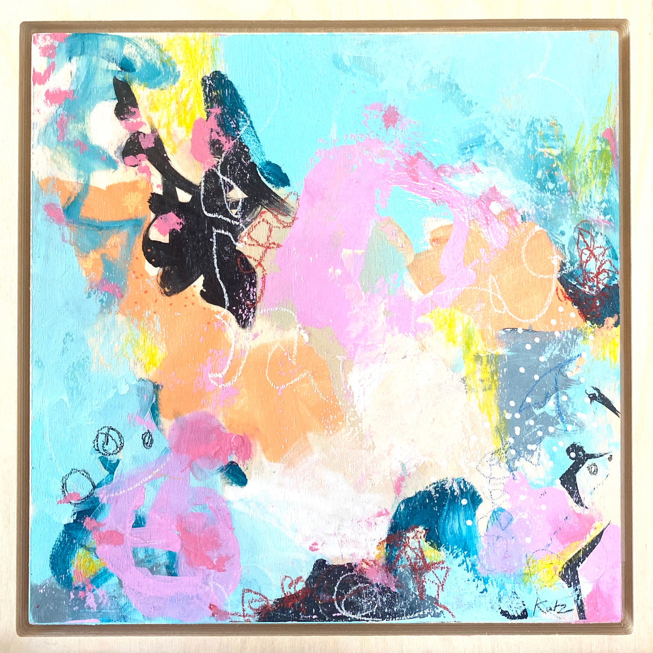 π΄ Joy - 12 x 12β Original Abstract on Birchwood panel & frame