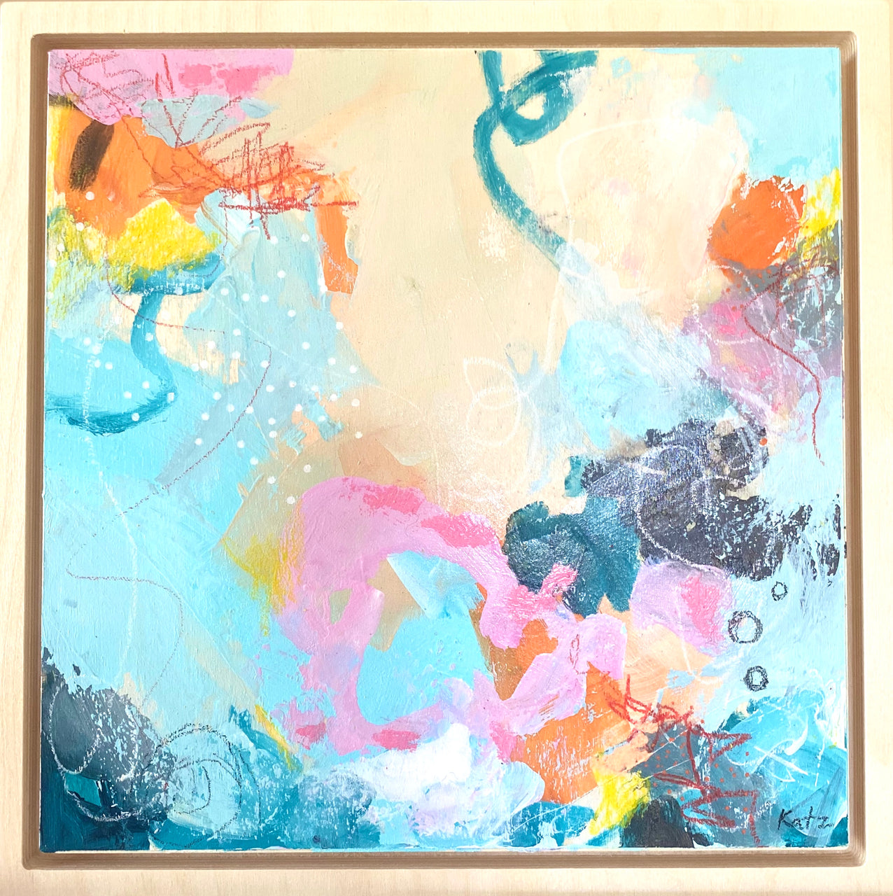 🔴 Love - 12 x 12” Original Abstract on Birchwood panel & frame